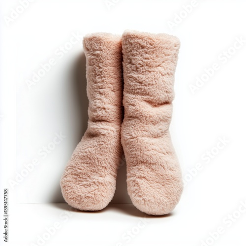 Wallpaper Mural Cozy plush slippers in a soft beige color isolated on white background Torontodigital.ca