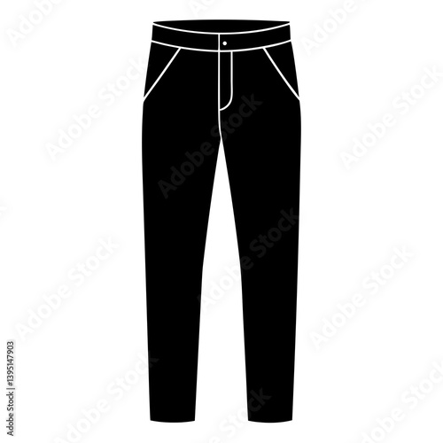 Black male pant silhouette vector isolated on white background