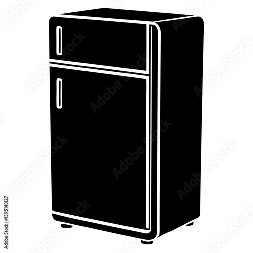 Retro refrigerator silhouette vector isolated on white background