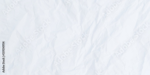 White clean crumpled paper background. Horizontal crumpled empty paper template for posters and banners. Blank white crumpled and creased paper poster texture background. Vector illustration