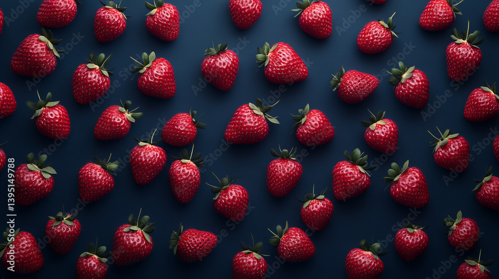 Top view of ripe strawberries scattered on dark rustic wood surface, perfect for food backgrounds, summer fruit themes, healthy lifestyle visuals, nutrition blogs, organic farm advertising Top view of ripe strawberries scattered on dark rustic wood surface, perfect for food backgrounds, summer fruit themes, healthy lifestyle visuals, nutrition blogs, organic farm advertising