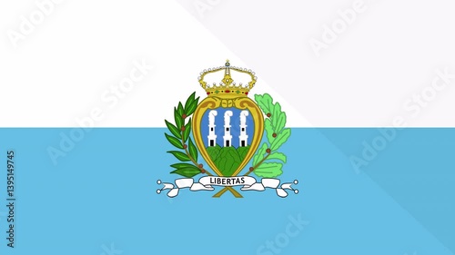 Animation of the appearance and disappearance of a flat flag 2D San Marino