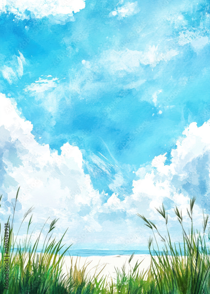 Obraz premium green grass and blue sky