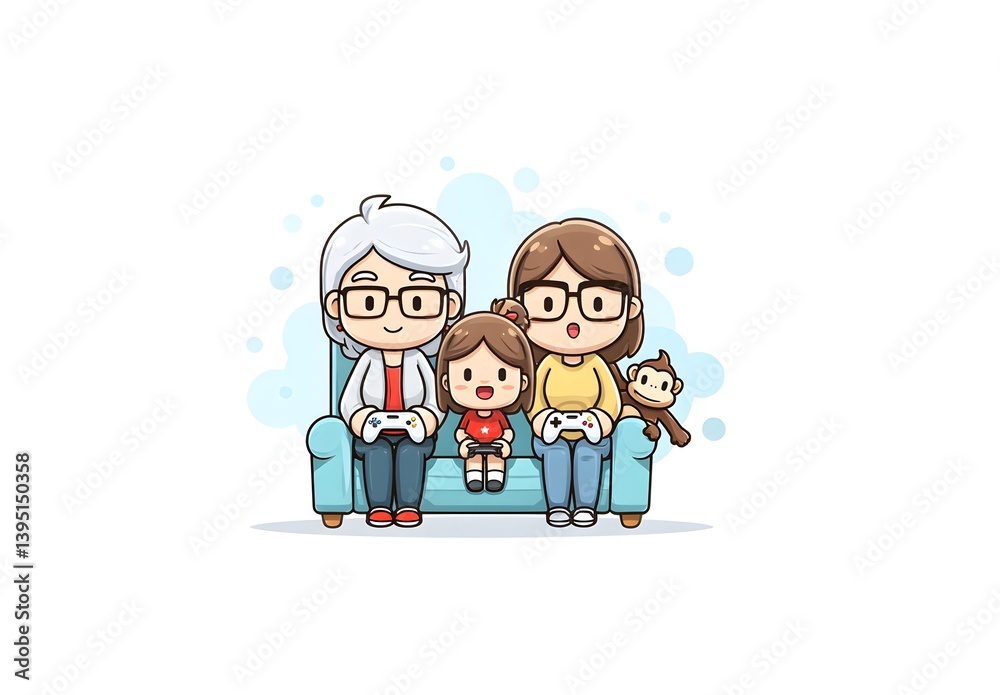 Cartoon illustration of a cozy family game night environment Cartoon illustration of a cozy family game night environment