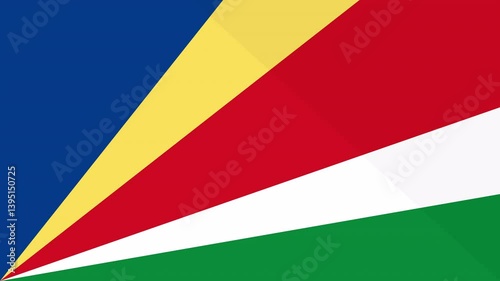 Animation of the appearance and disappearance of a flat flag 2D Seychelles