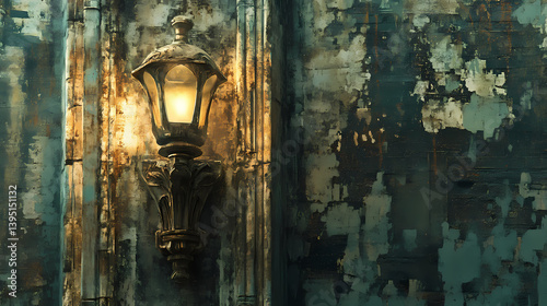 Ancient light fixture on structure. Forgotten Tapestry. Illustration