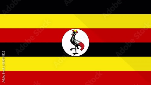 Animation of the appearance and disappearance of a flat flag 2D Uganda
