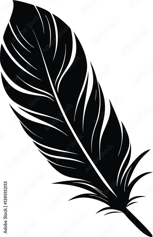 Obraz premium feather silhouette on white background.