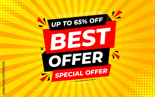 Best Offer sale banner vector template. Offer banner. Sale offer and discounts background, Offer Promotion marketing poster design for web and Social. Vector Illustration.