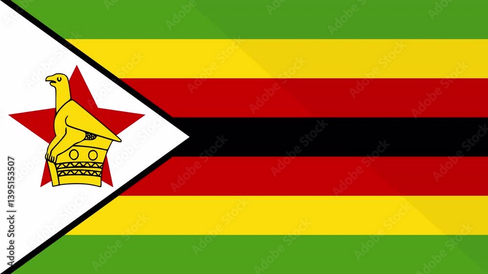 Animation of the appearance and disappearance of a flat flag 2D Zimbabwe