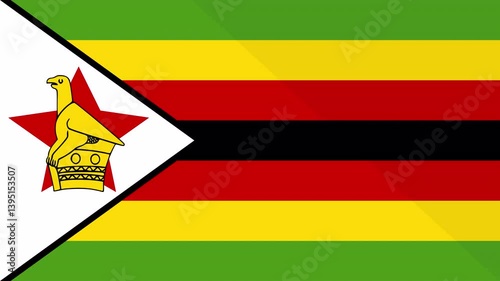 Animation of the appearance and disappearance of a flat flag 2D Zimbabwe