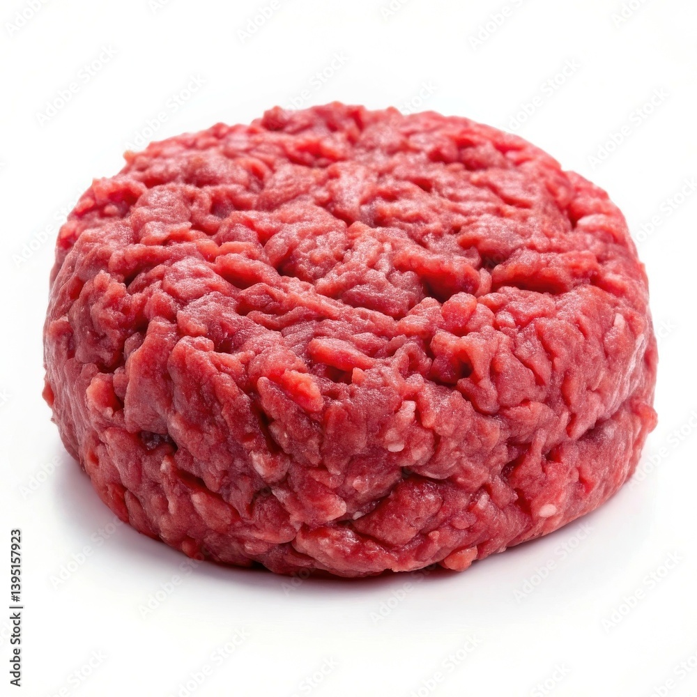 Fresh ground beef patty ready to cook bright red color perfect texture Fresh ground beef patty ready to cook bright red color perfect texture
