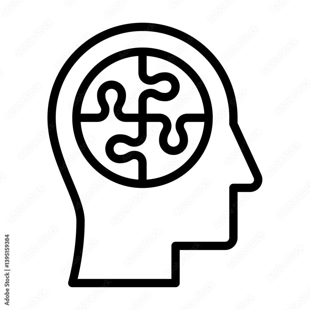 problem outline icon. puzzle black line illustration.