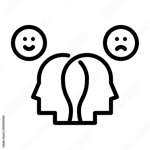 Bipolar outline icon. bipolar disorder black line illustration.