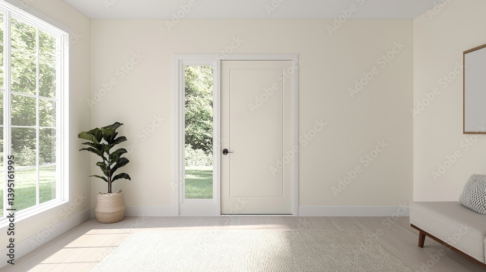 Obraz premium Empty, bright, modern entryway with natural light