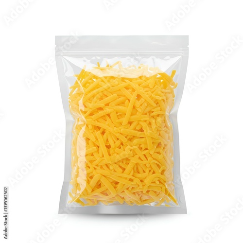 Shredded Cheese in Clear Packaging High-Quality Food Photography