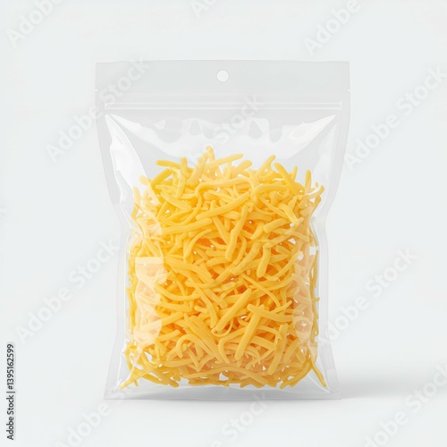 Clear Plastic Bag of Shredded Cheese Perfect for Packaging and Food Storage