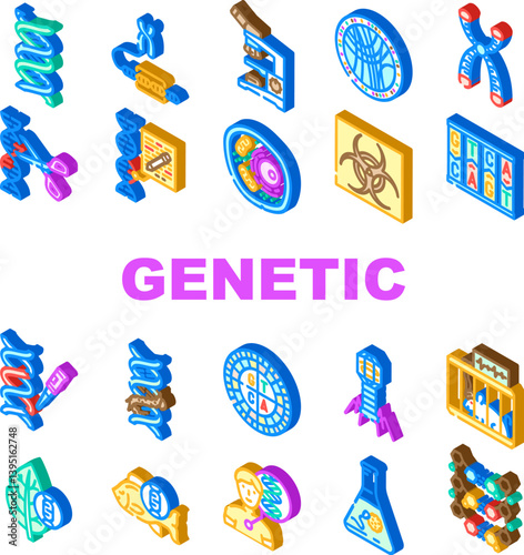 genetic engineering crispr gene icons set vector