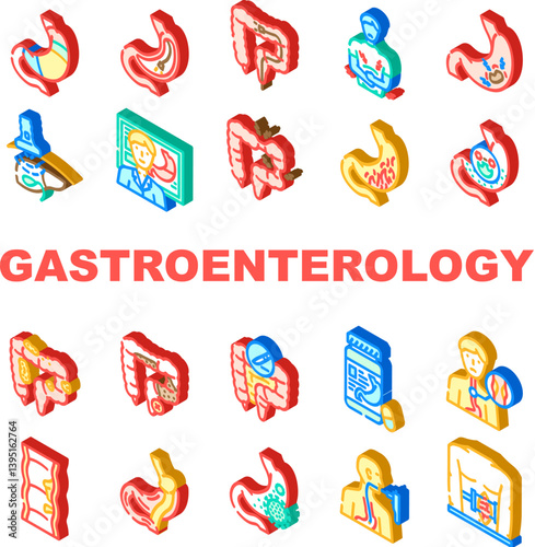 gastroenterologist hepatology icons set vector