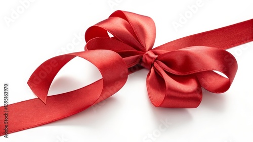 Red Satin Ribbon Bow Close-...