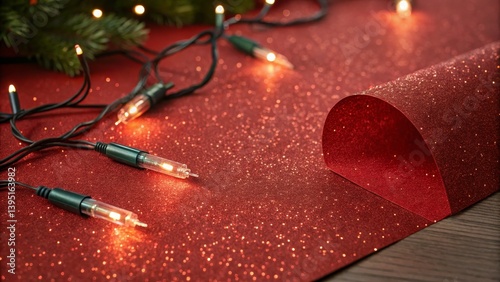 Red Glitter Background with...