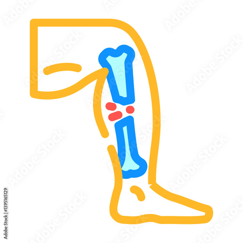 broken leg fracture injury color icon vector illustration