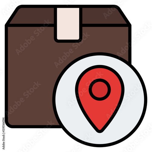 Box Location Icon. Editable Stroke