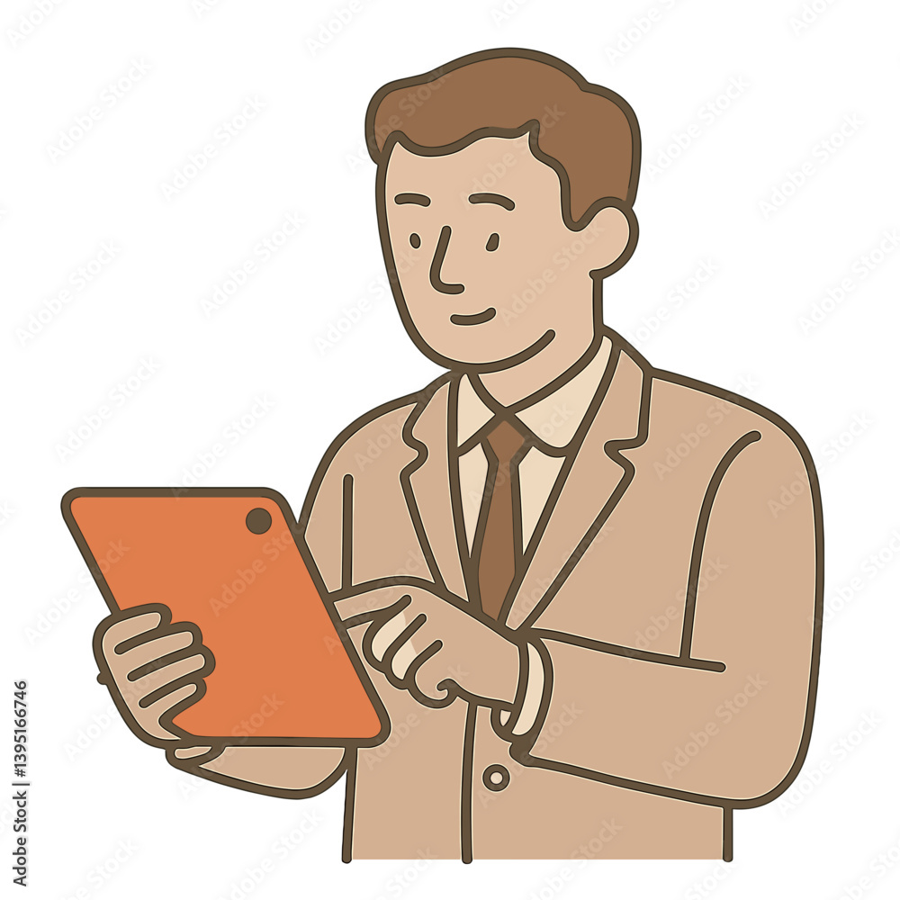 Businessman using tablet with focus on technology in office Businessman using tablet with focus on technology in office