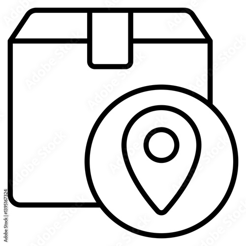 Box Location Icon. Editable Stroke