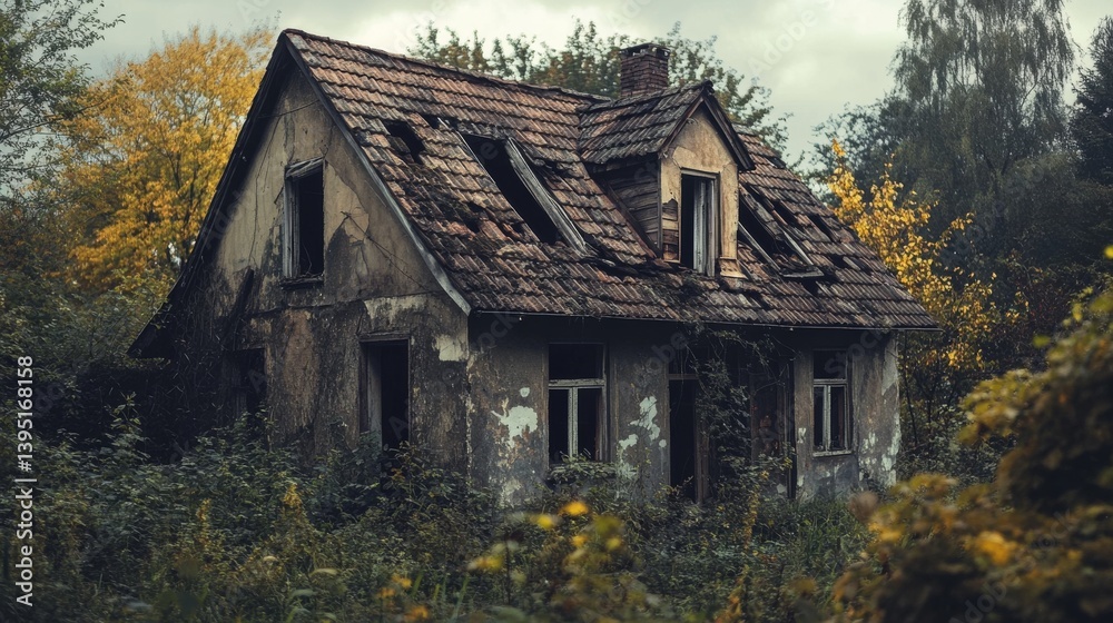 An old, abandoned house stands in wild overgrowth, with its dilapidated facade telling stories of the past amid the encroaching foliage. An old, abandoned house stands in wild overgrowth, with its dilapidated facade telling stories of the past amid the encroaching foliage.