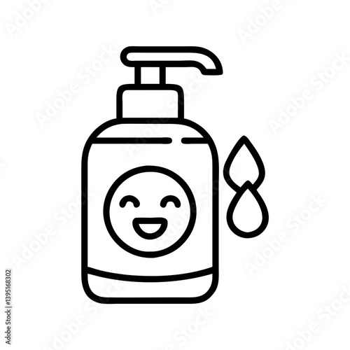 Hand sanitizer bottle with happy face vector illustration for hygiene and health