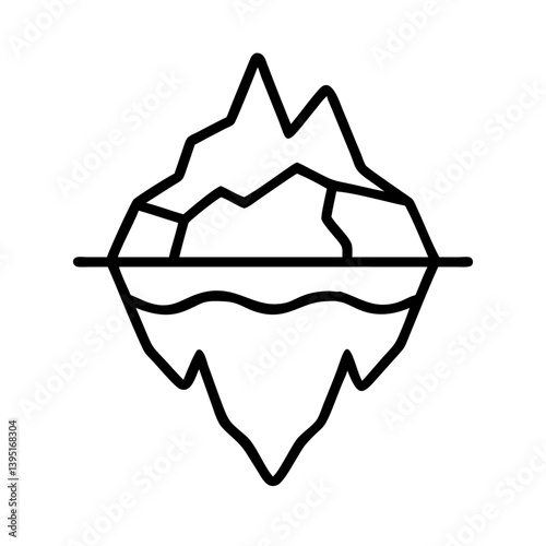 Iceberg floating in water vector illustration outline style drawing design art
