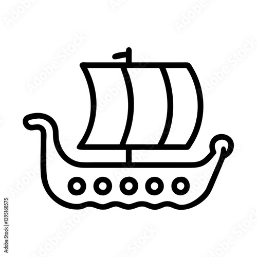 Viking longship boat icon nordic ship sailing vessel norseman boat symbol outline art
