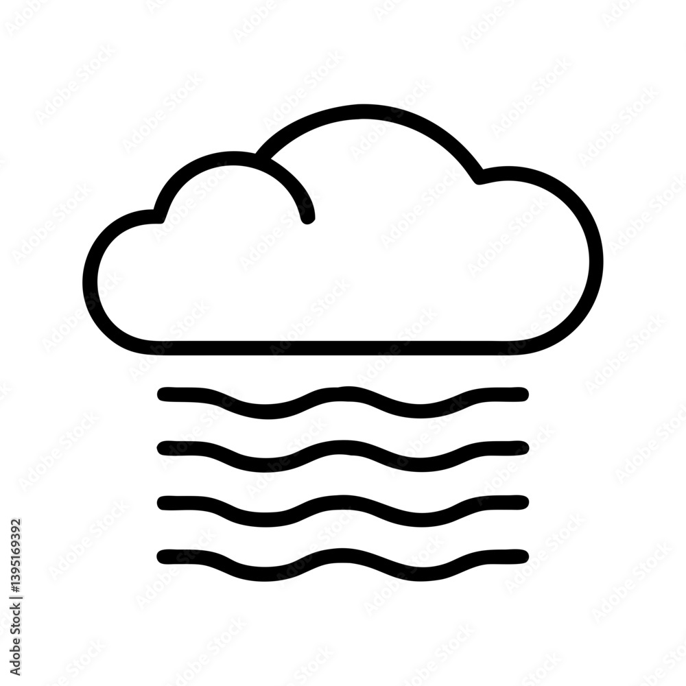 Foggy weather icon vector illustration simple outline design element symbol graphic Foggy weather icon vector illustration simple outline design element symbol graphic