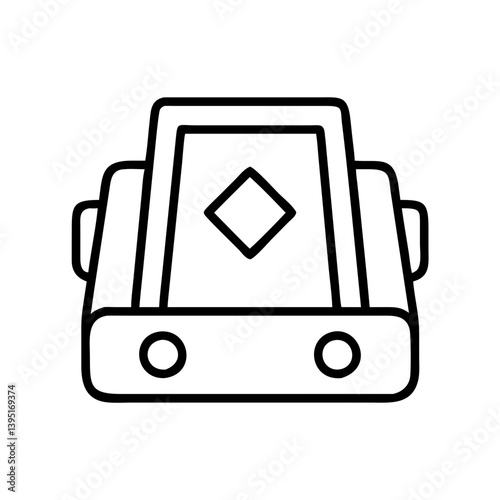 Outline vector graphic of a vintage car with diamond symbol and round lights design