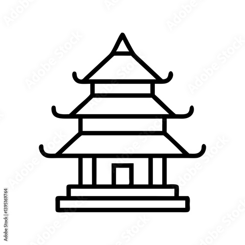 Outline vector of a traditional asian pagoda temple building architecture design