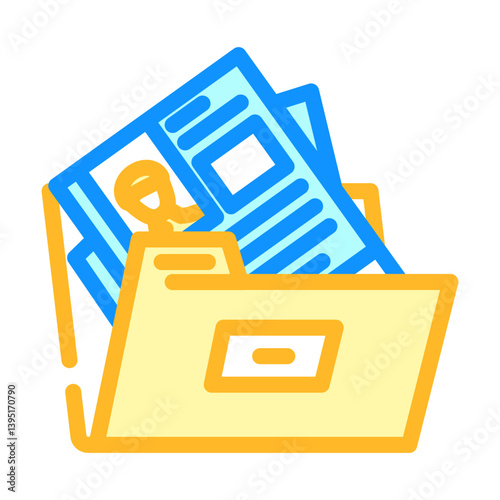 portfolio folder interview job color icon vector illustration
