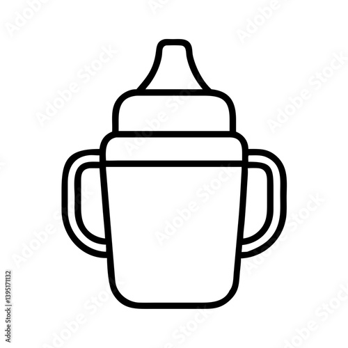 Baby sippy cup vector icon illustration for toddler drinking training equipment