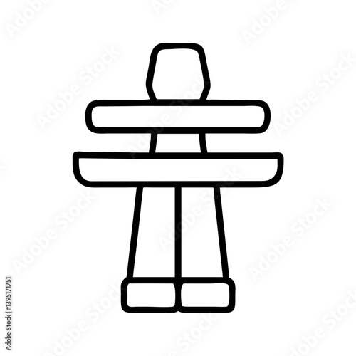 Inukshuk vector illustration, inuit stone landmark icon, arctic symbol outline art