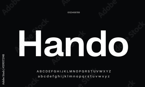 hando bold vector font alphabet with numbers
