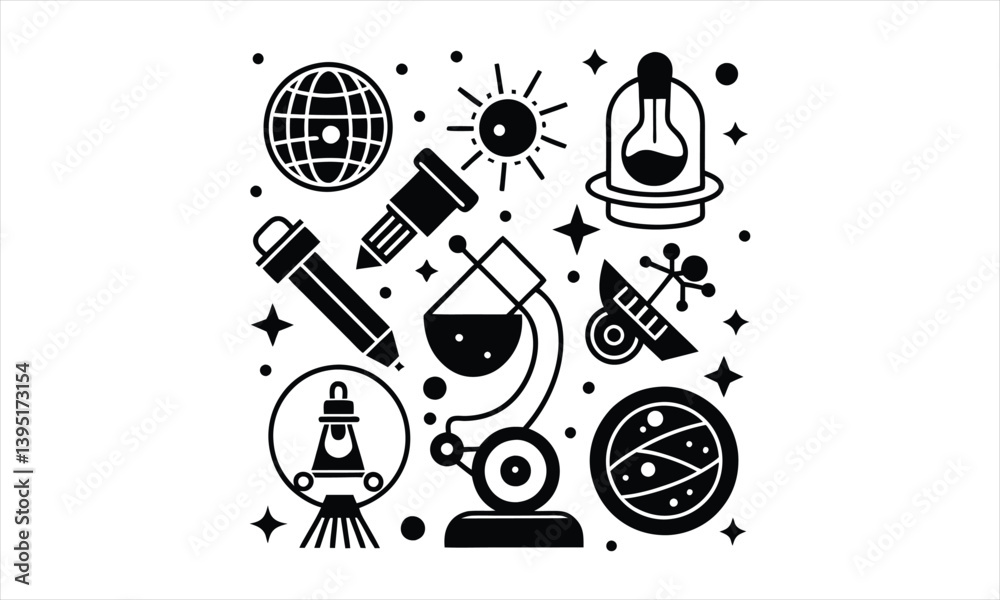 Obraz premium Scientific Exploration Doodle Icons