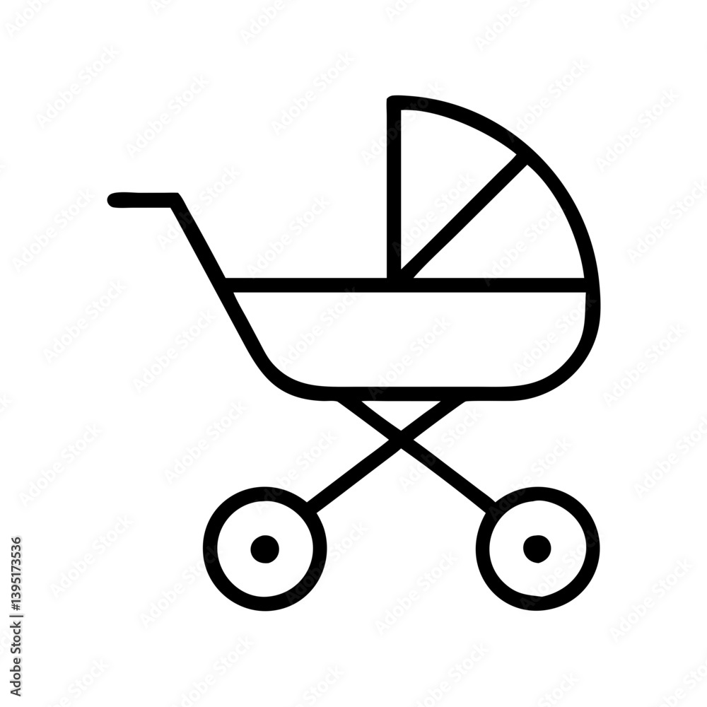 Baby stroller outline icon vector illustration for baby products and accessories Baby stroller outline icon vector illustration for baby products and accessories