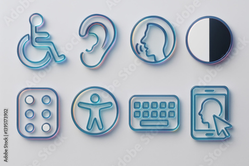 Accessibility icons set: 3d style for inclusive design and communication
