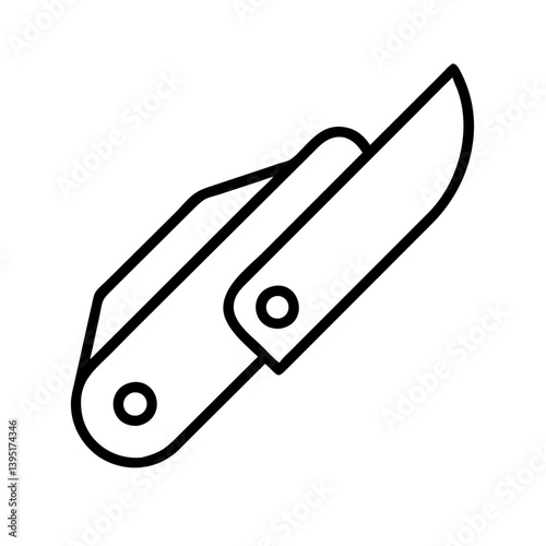 Pocket knife vector icon illustration, folding knife, utility knife, sharp blade tool