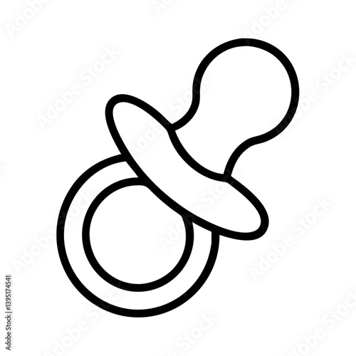 Baby pacifier vector outline drawing for baby products and nursery design needs