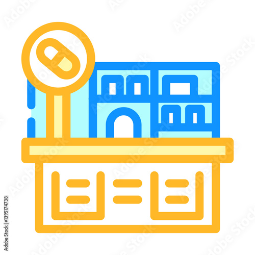 pharmacy counter pharmacist color icon vector illustration