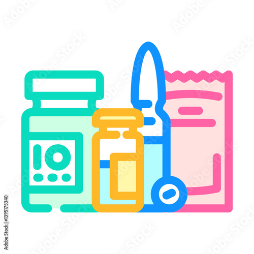 medication packaging pharmacist color icon vector illustration