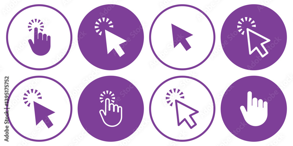 Cursor Click, Computer mouse icon set, vector arrow collection. Cursor Click, Computer mouse icon set, vector arrow collection.