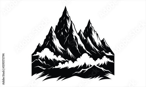 Jagged Mountain Peaks Silhouette