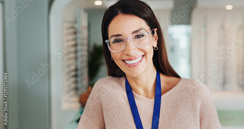 Cuadro en lienzo Optometrist, eye care or woman in optometry store for frame assistance, vision correction or help with contact lenses